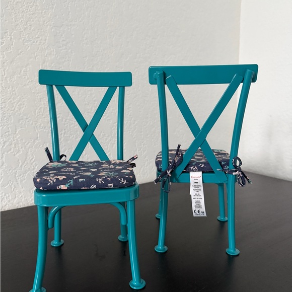 American Girl Teal Chairs with Navy Cushions Retired - Picture 5 of 11